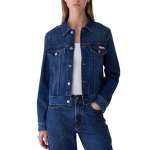 Calvin Klein Women's Long Sleeve Button Up Denim Classic Trucker Jacket